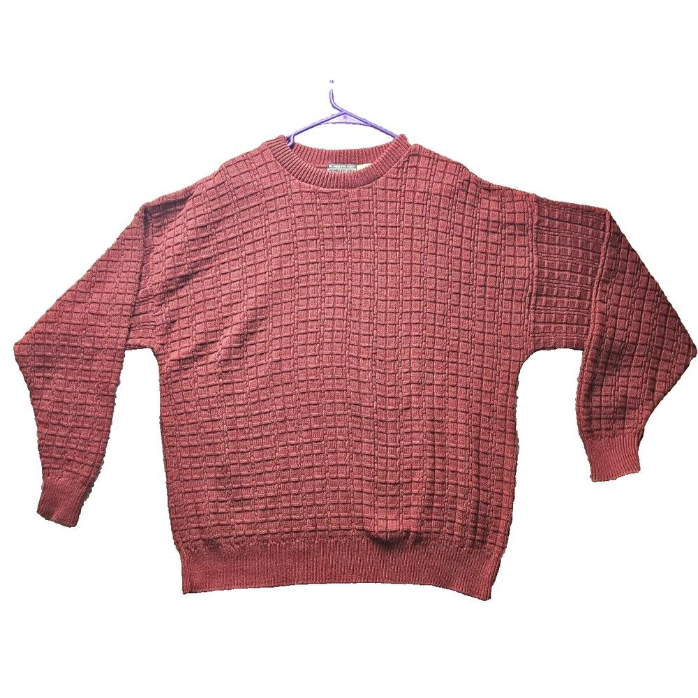 VTG Members Only Sweater Adult Extra Large‎ Maroon Outerwear Textured Knit Mens